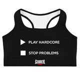 PLAY HARDCORE STOP PROBLEMS - Sports bra